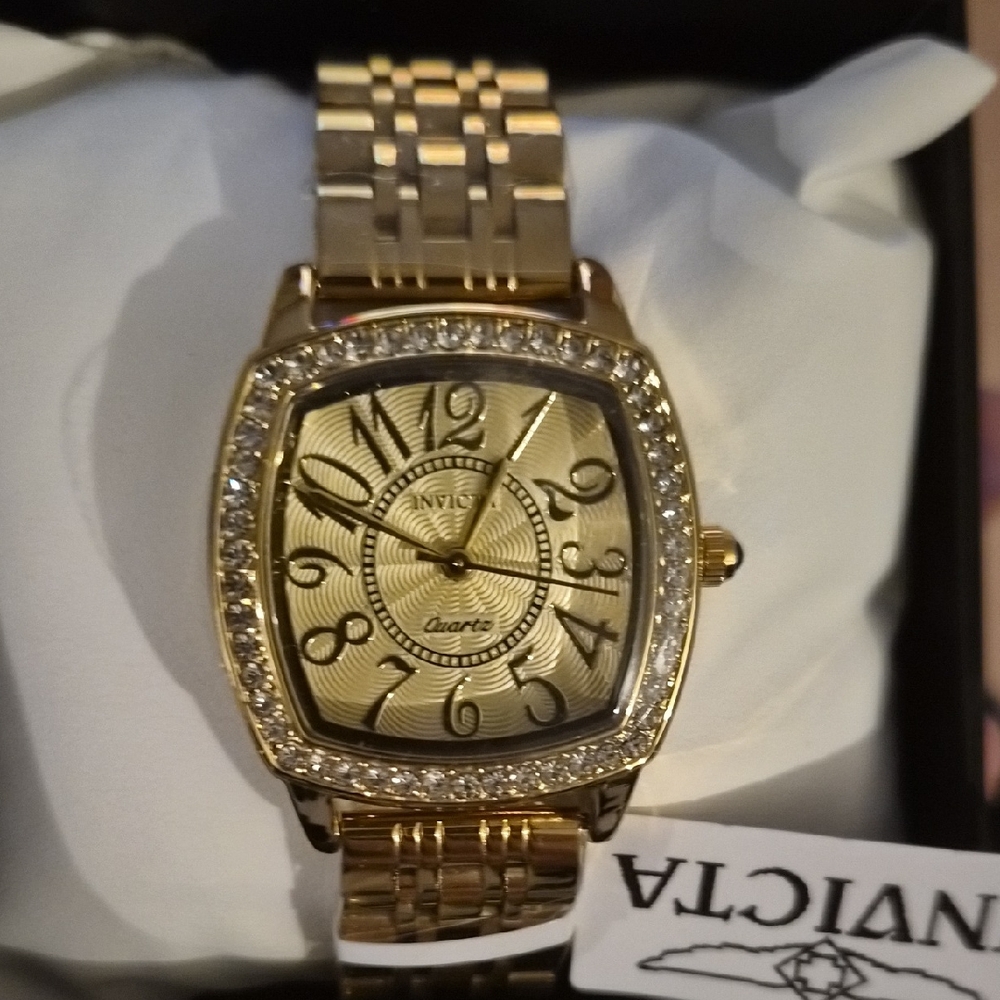 Invicta Women's Gold Watch with Crystal Accents